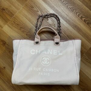 CHANEL Beige Tote with Chain Straps